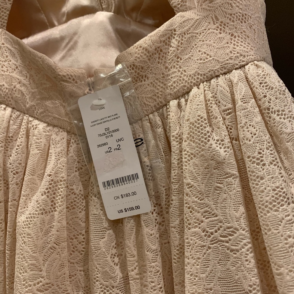 NWT Bebe lacy and flare dusty nude dress